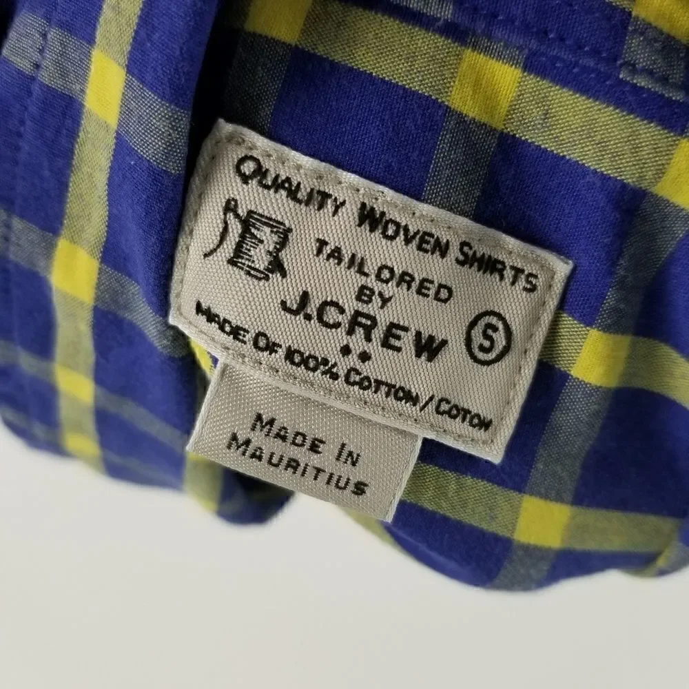 J. Crew Blue & Yellow Washed Shirt in Bold Tattersall Plaid Button Down Small